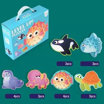 Слон Мультяшное Животное Пазл Строительный Блок Деревянный Пазл 3D Пазл Ваза Новоселье Style 4