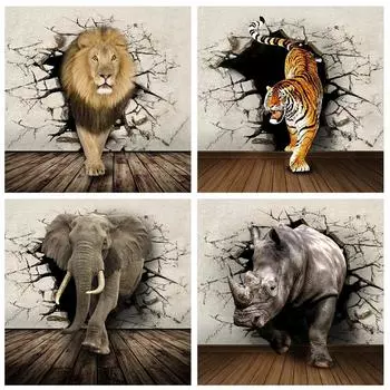 Слон, полная алмазная мозаика, 5d картина, дрель, квадратный лев, вышивка, новые аксессуары, поступление, декоративные картины, стразы Full Round 20x20CM