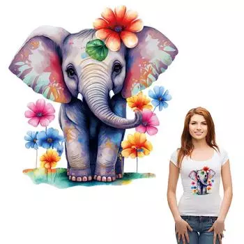 Слон с цветами, железные нашивки, наклейки на одежду, толстовки «сделай сам», Parches Ropa, термопресс, футболка с аппликацией, нашивка с животным, хит продаж