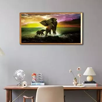 Слон водное животное ретро искусство гостиная спальня фон стена декоративный холст картина безрамная картина ядро 20x40cm no frame