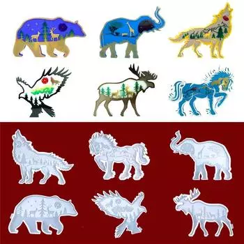 Слон животное DIY кулон Лошадь формы из эпоксидной смолы силиконовая форма волк орнамент