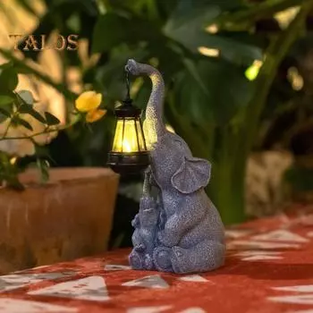 Слоновая солнечная лампа, скульптура матери и ребенка-слона со светом, водонепроницаемая наружная декоративная статуя слона, солнечные светильники для сада, газона, двора Elephant