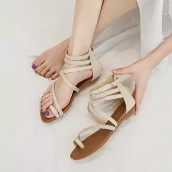 Босоножки на каблуке с наклоном Женская обувь Открытый носок Женская обувь больших размеров Римская обувь 36 чёрный