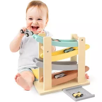 Игрушка Slope Toy Деревянная игрушечная машинка Подарок для мальчиков 1 2 3 4 лет Развивающая игрушка Kumikumi Slope Мальчики Девочки 1 2 3 года Подарок на день рождения Рейтинг с гаражом
