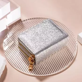 Слот для нескольких карт, двойная молния, держатель для карт-аккордеона, большая вместительная сумка для удостоверения личности, кошелек, новый модный блестящий кошелек из искусственной кожи со звездами для женщин чёрный