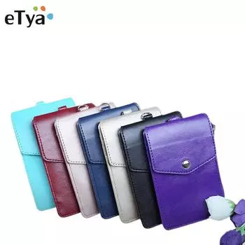 Слот для нескольких карт Студенческий билет Кредитная карта Чехол для значка из искусственной кожи Рабочий держатель для карт Сумка на молнии для монет Кошелек с рукавом для карт со шнурком