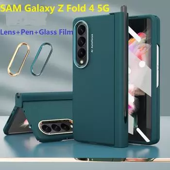 Слот для ручки для Samsung Galaxy Z Fold 4, чехол Platng, защитная пленка для шарнира объектива Case & Screen Protector жёлтый