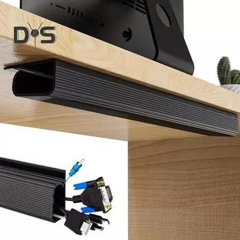 Слот для укладки кабелей под столом, самоклеящийся, без сверления, канавка для проводов на столе, универсальный сетевой лоток Ethernet, телевизор, компьютер, шнур питания, органайзер коричневый