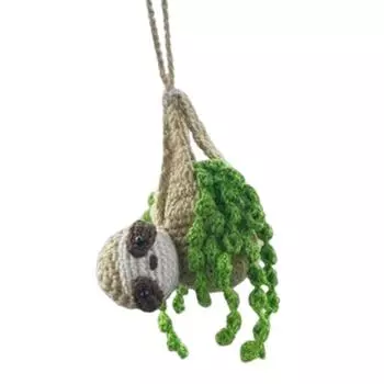 Sloth Car Hangable Ornament Car Rear View Mirror Crochet Sloth Shape Ornaments Cartoon Hangable Automotive Interior Decorations United States