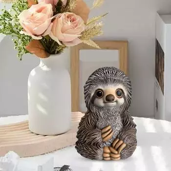 Sloth Figurine Realistic Sloth Statue Miniature Desktop Ornament Resin Animal Micro Landscape for Home Garden Patio Decor sloth