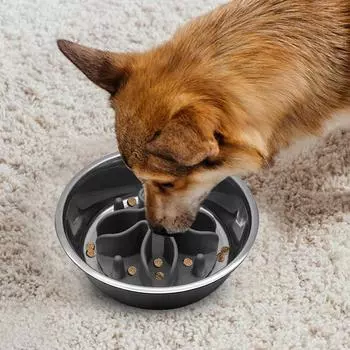 Slow Food Feeder Silicone Slow Feeder Dog Bowl Insert with 21 Suction Cups Super Firm Slow Anti-Choke Eating Bowl Pet Supplies