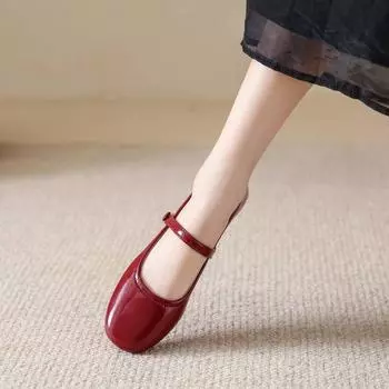 Слово с нежным ветром Туфли на плоской подошве Весна и осень Квадратные одинарные туфли Туфли Мэри Джейн для колледжа 35 бежевый