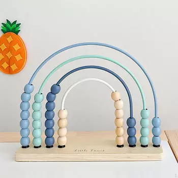 Сложение, вычитание, счеты Rainbow 2 в 1, обучающая игра для раннего развития математических навыков, деревянный Монтессори синий