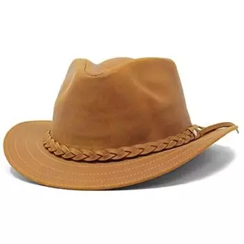 Сложенная кожаная натуральная сложенная водой шапка размера L Camel [Elehelm], шляпа, шляпа, кожа, эквадорская, вестерн, водоотталкивающая, шляпа, весна/лето (Фактический Прибл. верблюд