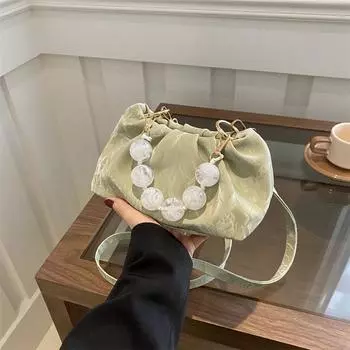 Сложенная модная бисерная сумочка в иностранном стиле, простая сумка-мессенджер через плечо, сумка для мелочей, сумка для отдыха серый