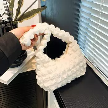 Сложенная модная сумка через плечо, женская нишевая дизайнерская универсальная повседневная сумка, сумка подмышкой, сумка-тоут белый