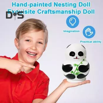 Сложенная панда русская матрешка набор кукол панда украшения ручной работы обучающие матрешки интерактивная игрушка для розыгрыша Sets