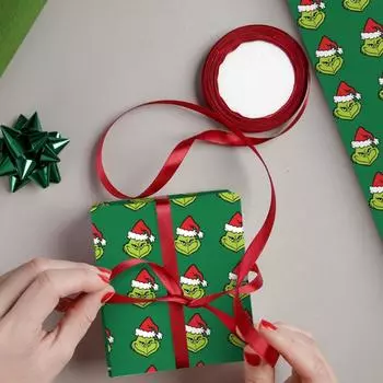Сложенная рождественская упаковочная бумага, забавная мультяшная зеленая рождественская праздничная упаковочная бумага, рождественская художественная бумага для самостоятельного декора упаковки подарков на день рождения и Новый год One Size зелёный