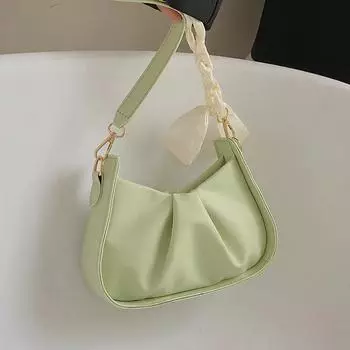 Сложенная сумка через плечо, женская модная сумка через плечо с жемчужной цепочкой, женская маленькая квадратная сумка белый