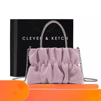 Сложенная сумка-облако, сумка-цепочка, сумка через плечо, женская сумка через плечо Superior sense, длина 21 см, ширина 7 см, высота 13,5 см розовый