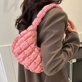 Сложенная сумка-облако женская 2024 осень женская французская нишевая сумка на одно плечо кофейный