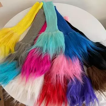 Сложенные носки y2k субкультурные носки длинные плюшевые носки вязаные сплайсированные носки теплый чехол для ног