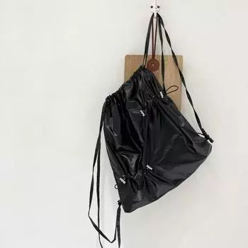 Сложенный комплект повседневный рюкзак с завязками Y2K Silver функциональная сумка большой вместимости для поездок на работу для мужчин и женщин серебряный