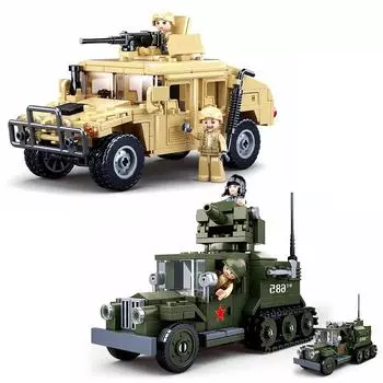 Sluban WW2 Военный Hummer H2 Армия Штурмовая Машина Модель Строительный Блок Классика Мировая Война Оружие Машина Кирпич Мальчик Друг Игрушка Подарок