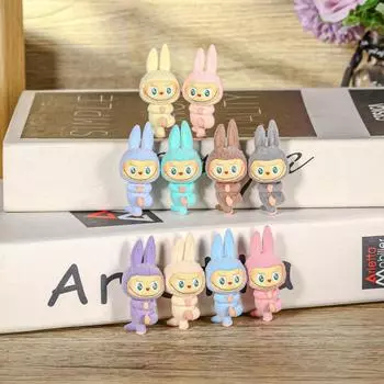 Случайная Милая Мини Кукла Йога Лабубу Детская Игрушечная Машинка Украшение Домашнего Рабочего Стола Милые Аксессуары Для Сделай Сам Подарок-Сюрприз