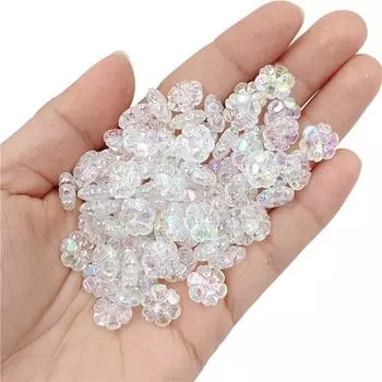 Случайное смешанное ожерелье-браслет AB, прозрачные разноцветные сливовые бусины для самостоятельного изготовления ювелирных изделий, 40 шт., 10 мм, акриловые цветочные бусины, свободные бусины, бусины белый