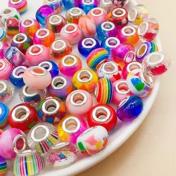 Случайные 10 шт. Большие отверстия цветные бусины нити бусины модные свободные бусины DIY браслет ожерелье материал королевский синий