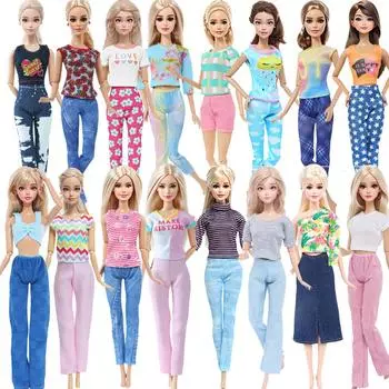Случайные 2 комплекта кукольной одежды для кукол Барби Повседневная одежда Рубашка Брюки Брюки 30 см Девочка Кукла 1/6 Аксессуары Детские игрушки