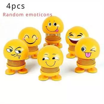 Случайные 4 шт., Желтая кукла-эмодзи-весна, Пластиковые аксессуары для приборной панели автомобиля со смайликами, Анимированные куклы, Украшение комнаты, Украшение дома 4pcs