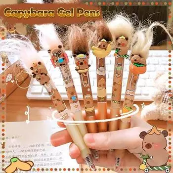 Случайный 1 шт. мультяшный милый жарящийся волос капибара гелевые ручки канцелярские принадлежности обратно в школу ручки для письма студенты кавайные канцелярские принадлежности OneSize