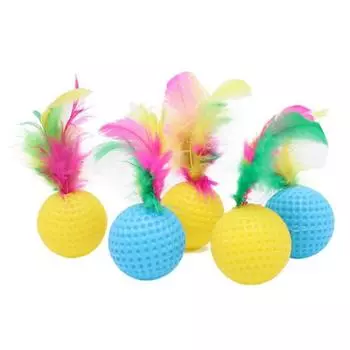 Случайный цвет перьевой мяч для гольфа кошачий мяч-тизер пластиковый кошачий молярный звук мяч избавит от скуки random color