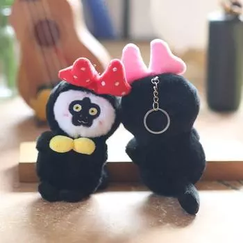 Случайный один мультфильм милый бант белое лицо обезьяны плюшевые игрушки куклы брелок сумка кулон рюкзак подвесные украшения аксессуары подарки