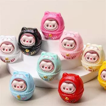 Случайный один мультфильм милый счастливый кот Дхарма Лабубу украшения автомобиля мини кукла домашний декор рабочего стола кукольный домик игрушка Diy аксессуар детский подарок