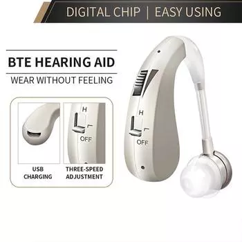 Слуховой аппарат Цифровой мини-усилитель звука Слуховые аппараты для глухоты Аккумуляторные беспроводные наушники Невидимые уши Инструменты для регулировки первой помощи серебряный