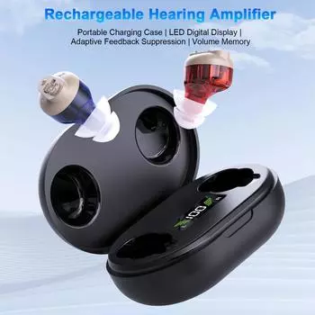 Слуховой аппарат для пожилых людей Усилитель слуха для пожилых людей Перезаряжаемый с портативным зарядным футляром бежевый