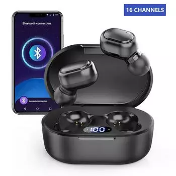 Слуховые аппараты Цифровой перезаряжаемый слуховой аппарат для пожилых людей Взрослые глухота с шумоподавлением Невидимый усилитель звука со светодиодной подсветкой F331 чёрный