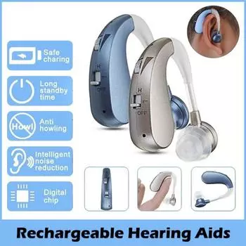 Слуховые аппараты, мини-усилитель звука, цифровые перезаряжаемые беспроводные наушники, невидимые уши, инструменты для регулировки первой помощи 1Pcs серебряный