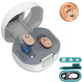 Слуховые аппараты, перезаряжаемые USB, глухие, невидимые в ухе, новый дизайн, пара, подарок для отца и матери