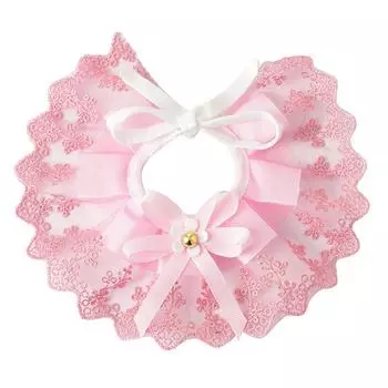 Слюнявчик для питомца, моющийся, с кружевной отделкой, регулируемым ремешком, милый изысканный шарф для питомца, для собаки, кошки, розовый, M(27.5см / M(27.5cm / 10.8in)