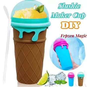 Slushy Cup Summer Squeeze Домашний сок Бутылка для воды Быстрозамороженный смузи Песочная чашка Pinch Быстрое охлаждение Волшебная чашка для мороженого 2025 0.5L зелёный