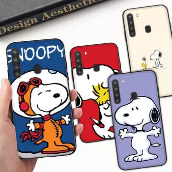 SM12 Cut Snoopy черный мягкий чехол для Samsung Note 20 Lite S24 Ultra S23 A03 A05 A06 A11 A71 A15 A16 A13 A24 A25 A33 A52 A53 A50 M55 M35 Plus Samsung Note 20 кожа буйвола
