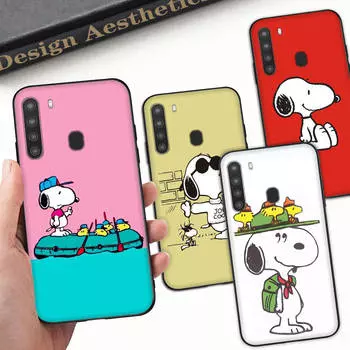 SM14 Snoopy CartoonBlack Sofe чехол для Xiaomi Poco X6 X4 M5 M6 F5 F6 C65 C55 C50 C51 C40 Pro Redmi 14C A3X 13C 12C 11T 10A 9C Note 7 6 8A Plus Xiaomi Poco M2 олений