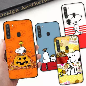 SM2 Cut Snoopy черный мягкий чехол для Samsung Note 20 Lite S24 Ultra S23 A03 A05 A06 A11 A71 A15 A16 A13 A24 A25 A33 A52 A53 A50 M55 M35 Plus Samsung A01 капри