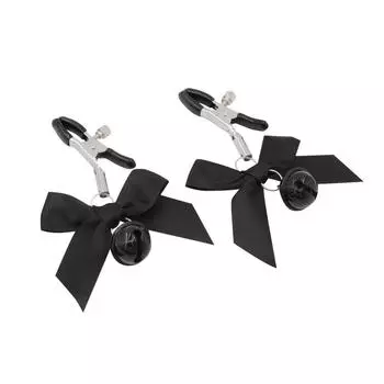 SM колокольчик зажим для сосков бант клиторальный зажим для взрослых флирт стимуляция сосков женщина рабыня обучение пара сексуальная секс игрушка a Pair of Black