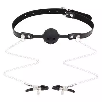 SM Training Requip Силиконовый шарик для рта Кляп-шар сексуальный зажим для сосков для мужчин и женщин Бондаж и дисциплина Взрослый секс-продукт Black with Holes