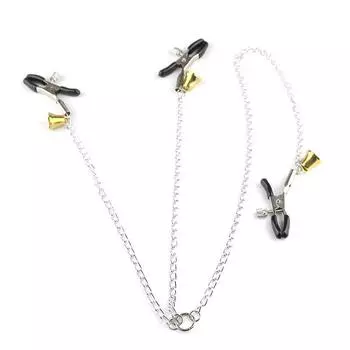 SM Женский тройной цепной колокольчик с длинной железной цепью, вагинальный зажим для сосков, эротический зажим для сосков, для взрослых, прелюдия, флирт, пыточное устройство